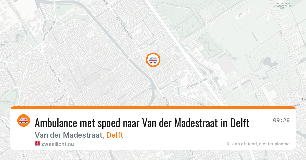 Ambulance met spoed naar Van der Madestraat in Delft — 18 mei 2026