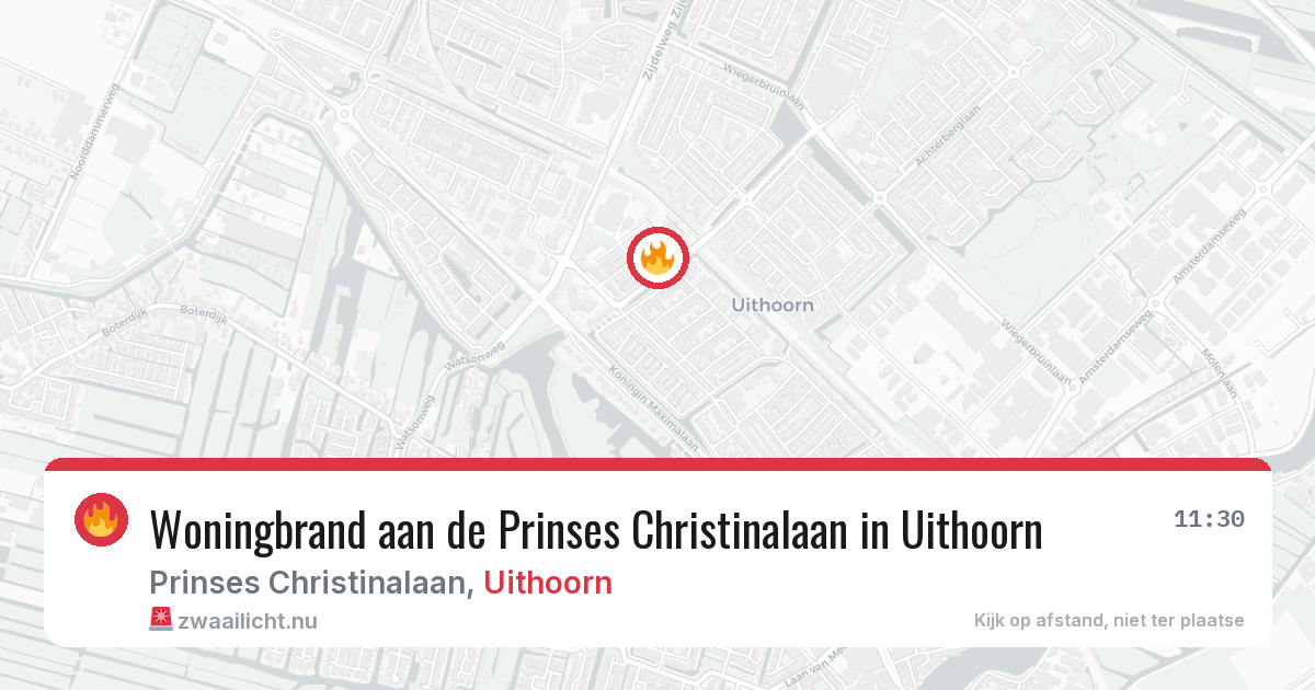 Woningbrand aan de Prinses Christinalaan in Uithoorn — 18 jul 2026