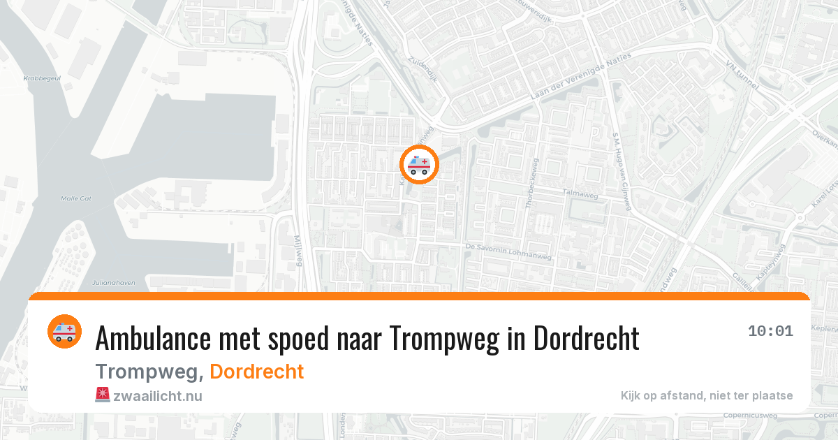 Ambulance met spoed naar Trompweg in Dordrecht — 15 jul 2026