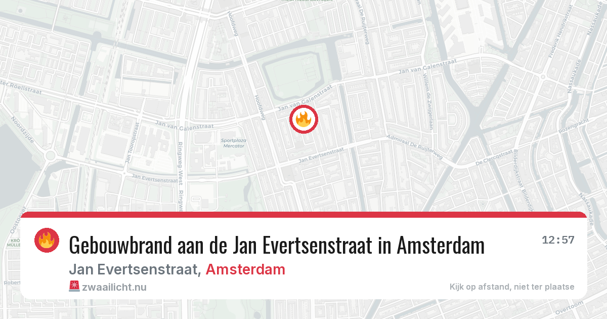 Gebouwbrand aan de Jan Evertsenstraat in Amsterdam — 14 jul 2026