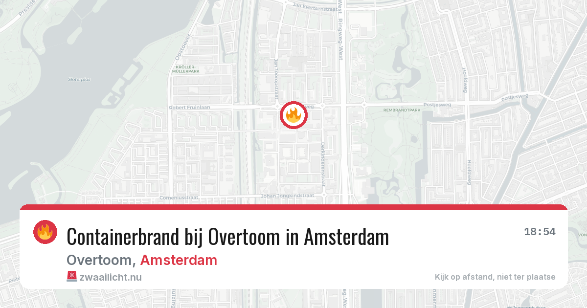 Containerbrand bij Overtoom in Amsterdam — 21 jul 2026