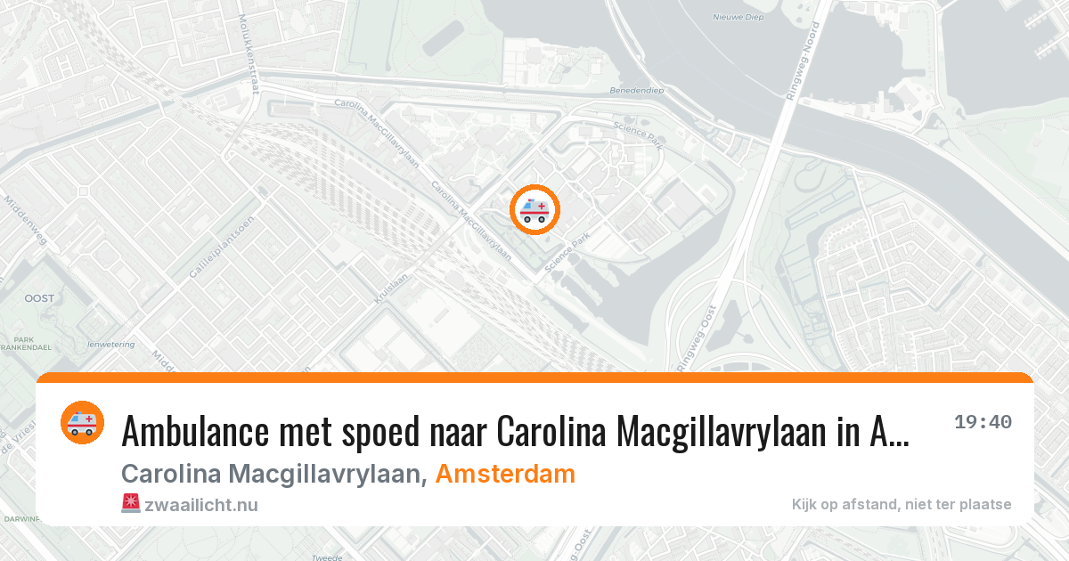 Ambulance met spoed naar Carolina Macgillavrylaan in Amsterdam — 20 jul 2026