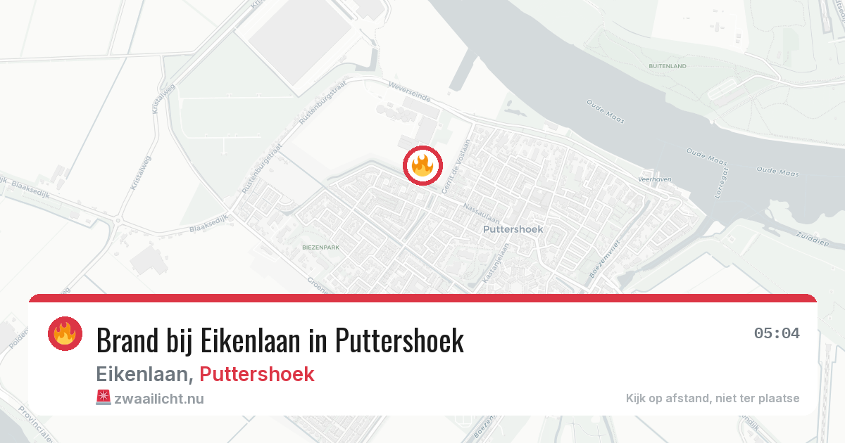 Brand bij Eikenlaan in Puttershoek — 26 jul 2026