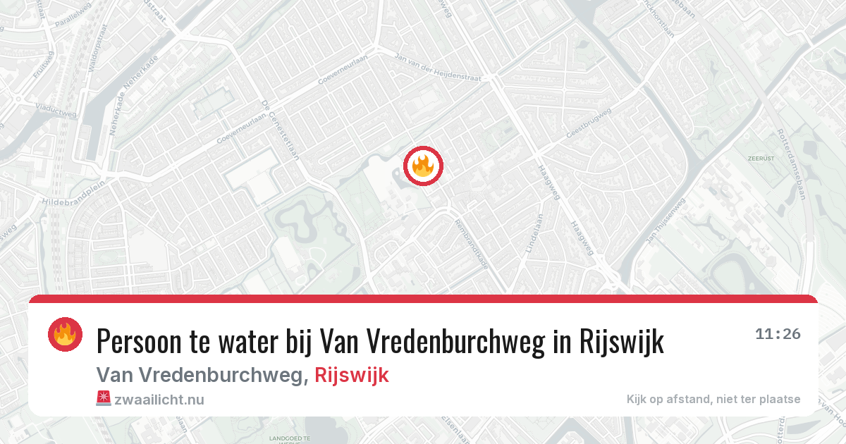 Persoon te water bij Van Vredenburchweg in Rijswijk — 23 mei 2026
