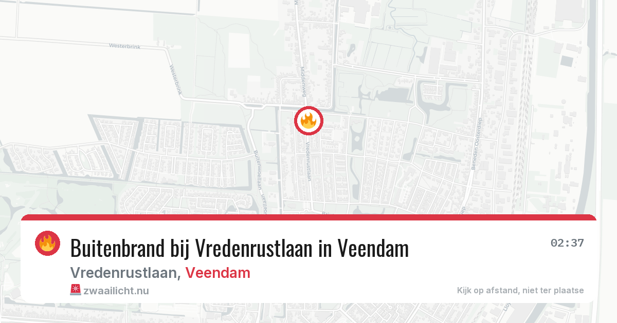 Buitenbrand bij Vredenrustlaan in Veendam — 8 jun 2026
