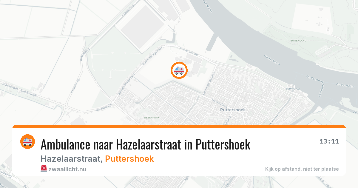 Ambulance naar Hazelaarstraat in Puttershoek — 23 jul 2026