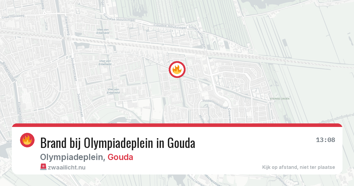 Brand bij Olympiadeplein in Gouda — 18 jul 2026