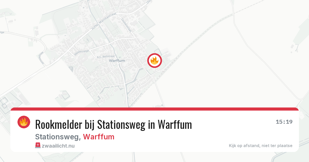 Rookmelder bij Stationsweg in Warffum — 22 apr 2026