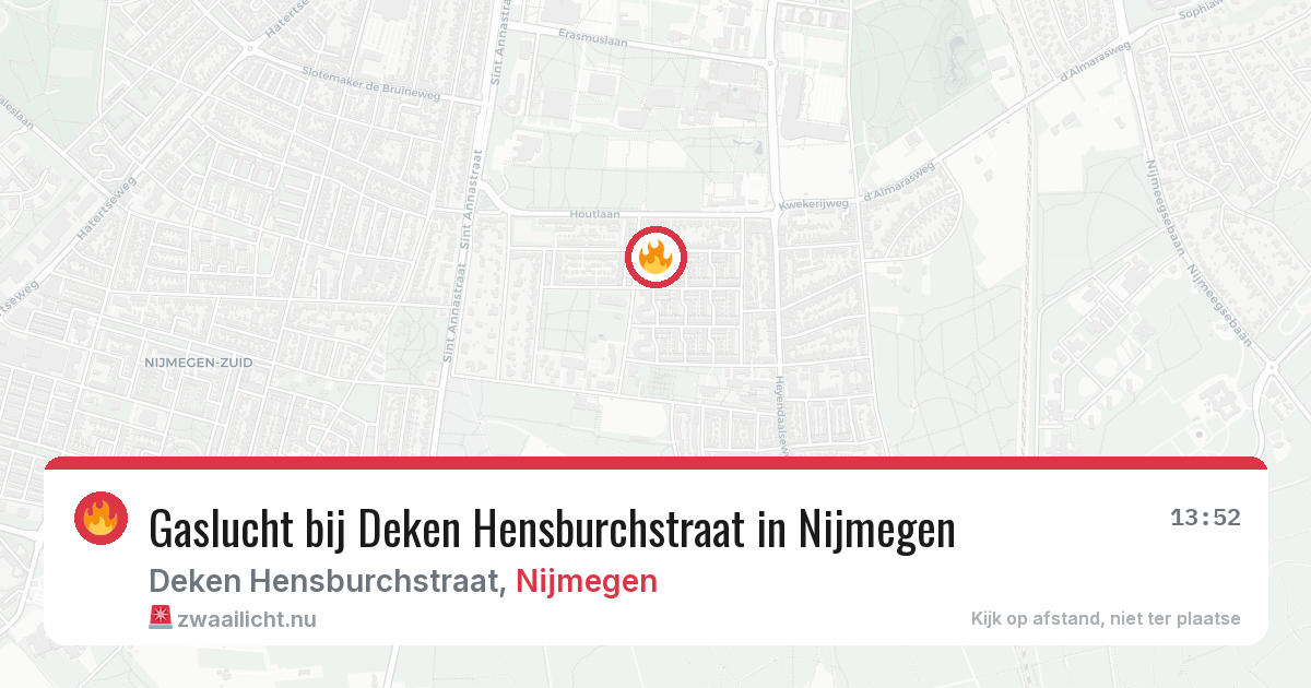 Gaslucht bij Deken Hensburchstraat in Nijmegen — 24 mrt 2026