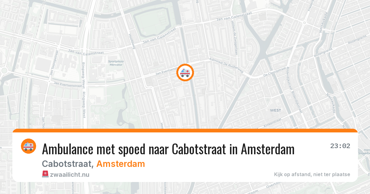 Ambulance met spoed naar Cabotstraat in Amsterdam — 11 mei 2026