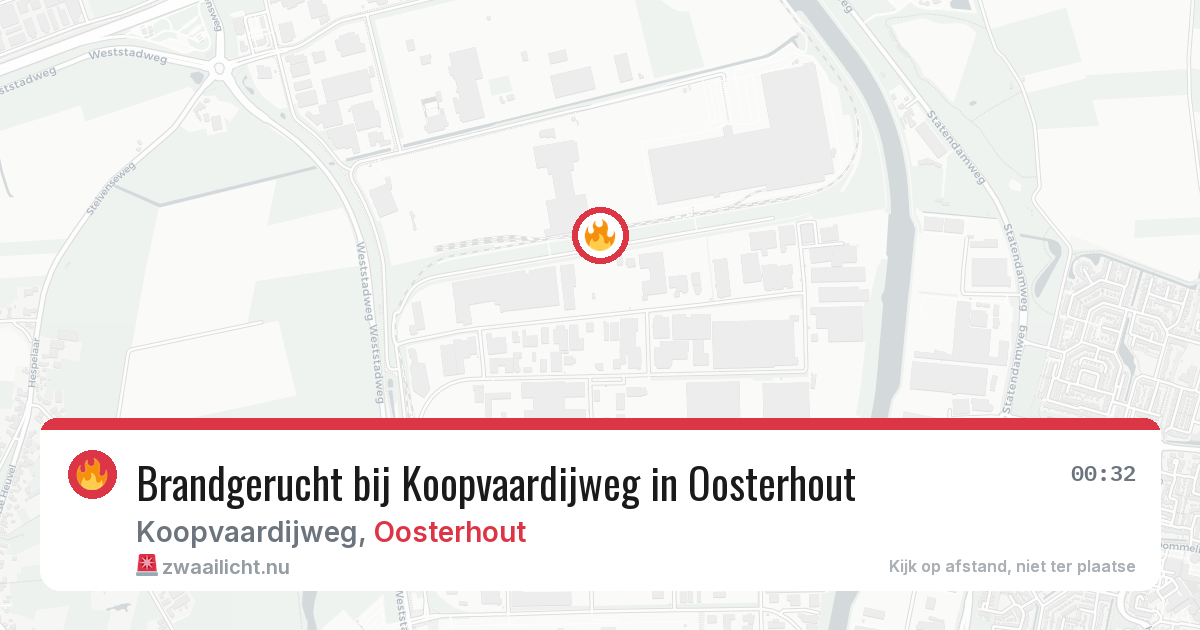 Brandgerucht bij Koopvaardijweg in Oosterhout — 5 jun 2026