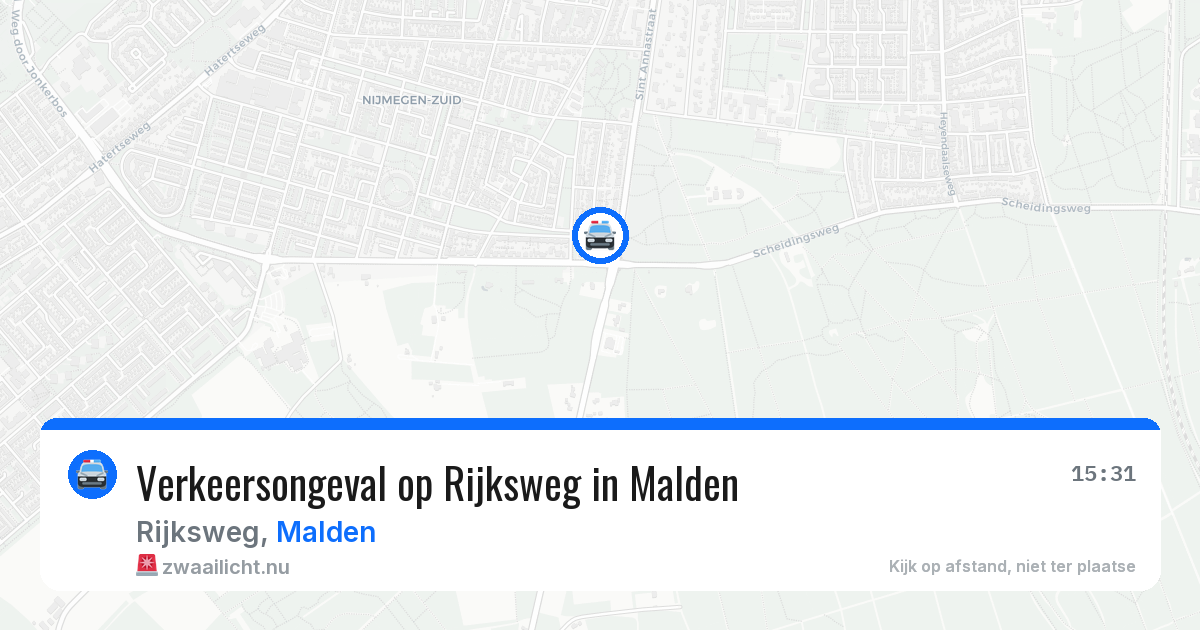 Verkeersongeval op Rijksweg in Malden — 1 mei 2026