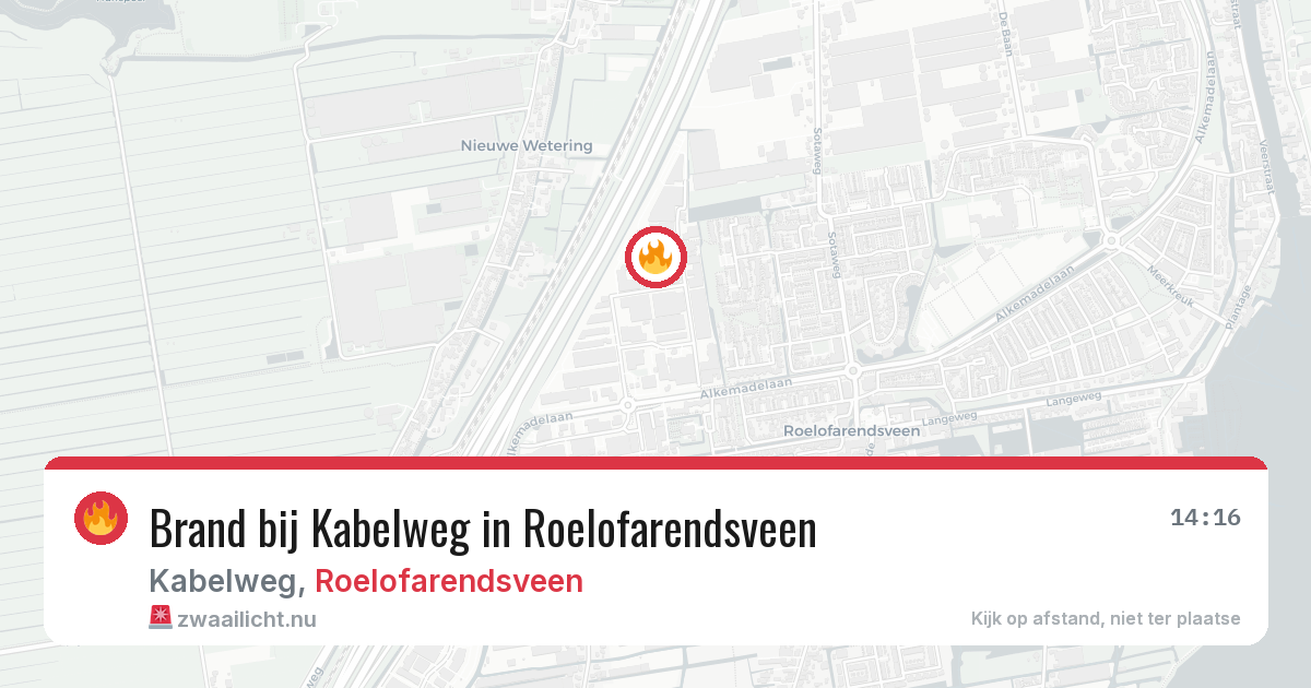 Brand bij Kabelweg in Roelofarendsveen — 30 mei 2026