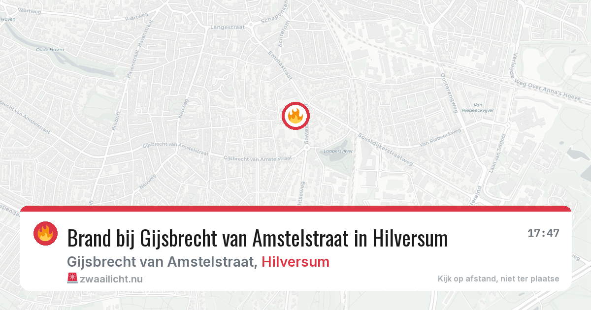 Brand bij Gijsbrecht van Amstelstraat in Hilversum — 26 mei 2026