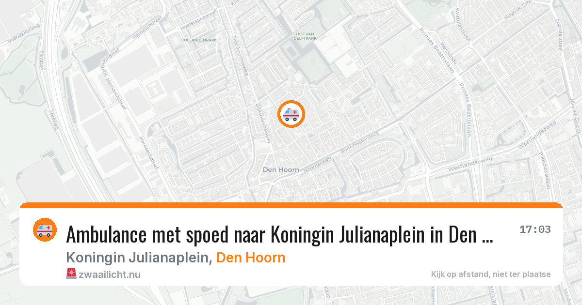 Ambulance met spoed naar Koningin Julianaplein in Den Hoorn — 25 mei 2026