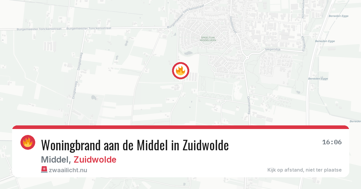 Woningbrand aan de Middel in Zuidwolde — 10 jul 2026