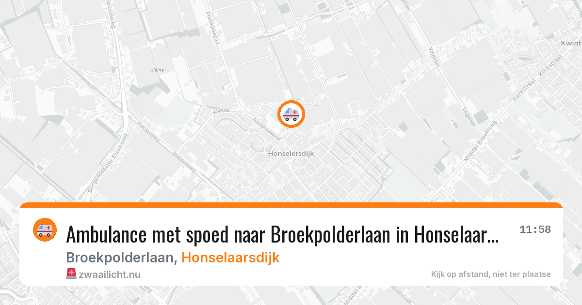 Ambulance met spoed naar Broekpolderlaan in Honselaarsdijk — 11 jul 2026