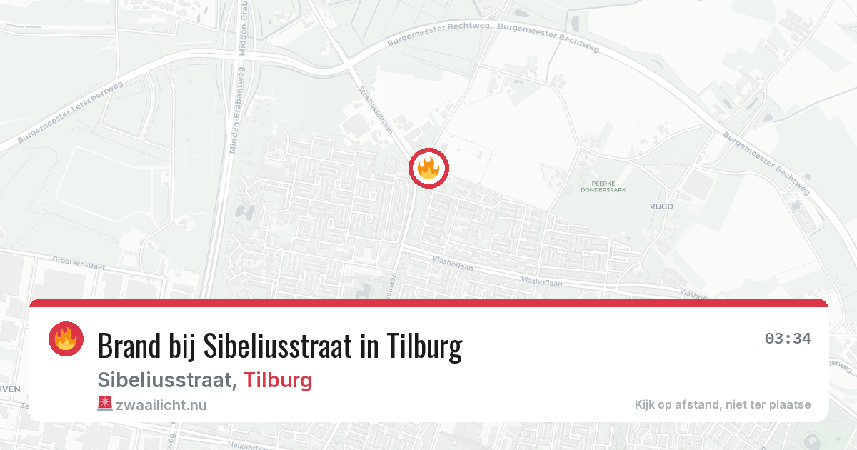 Brand bij Sibeliusstraat in Tilburg — 26 jul 2026