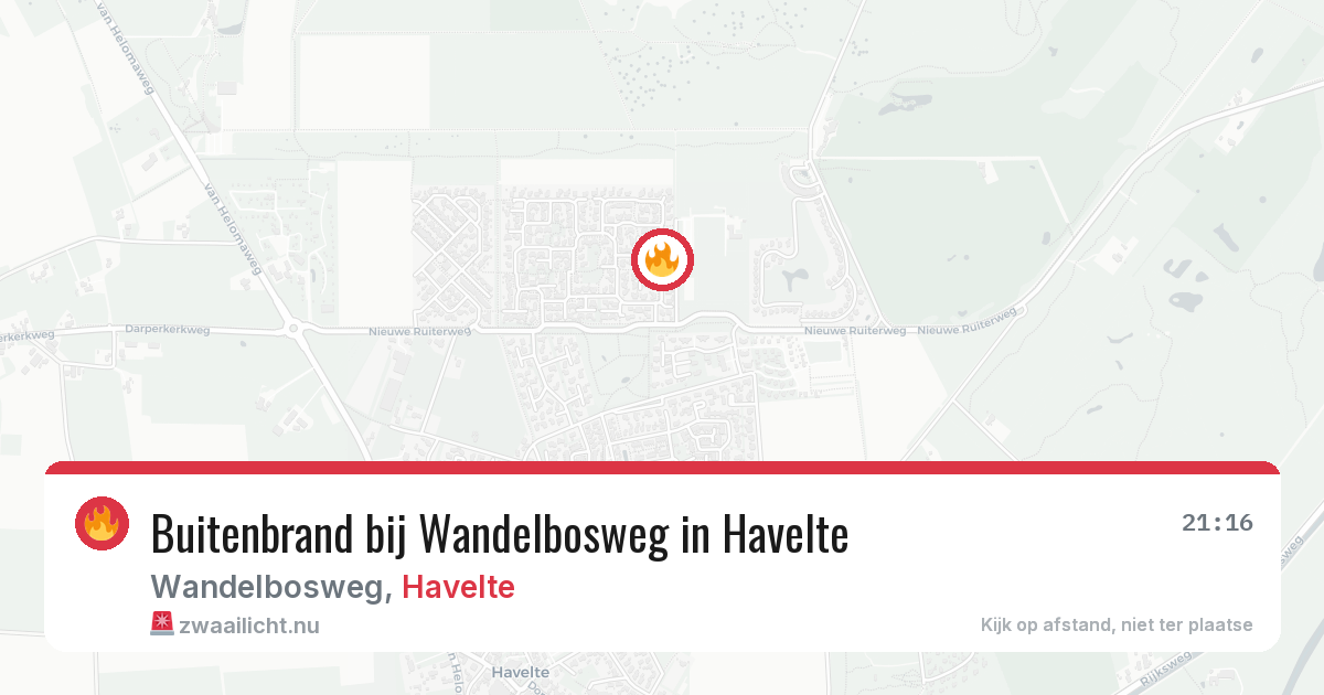 Buitenbrand bij Wandelbosweg in Havelte — 15 jul 2026
