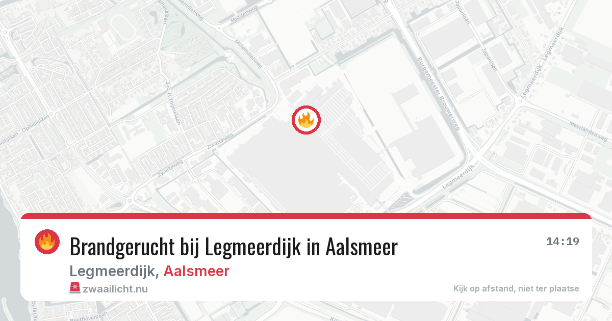 Brandgerucht bij Legmeerdijk in Aalsmeer — 14 mei 2026