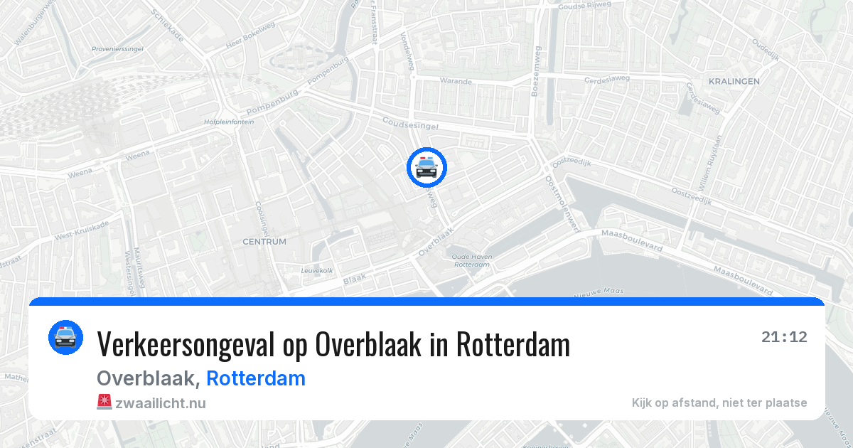 Verkeersongeval op Overblaak in Rotterdam — 19 mrt 2026
