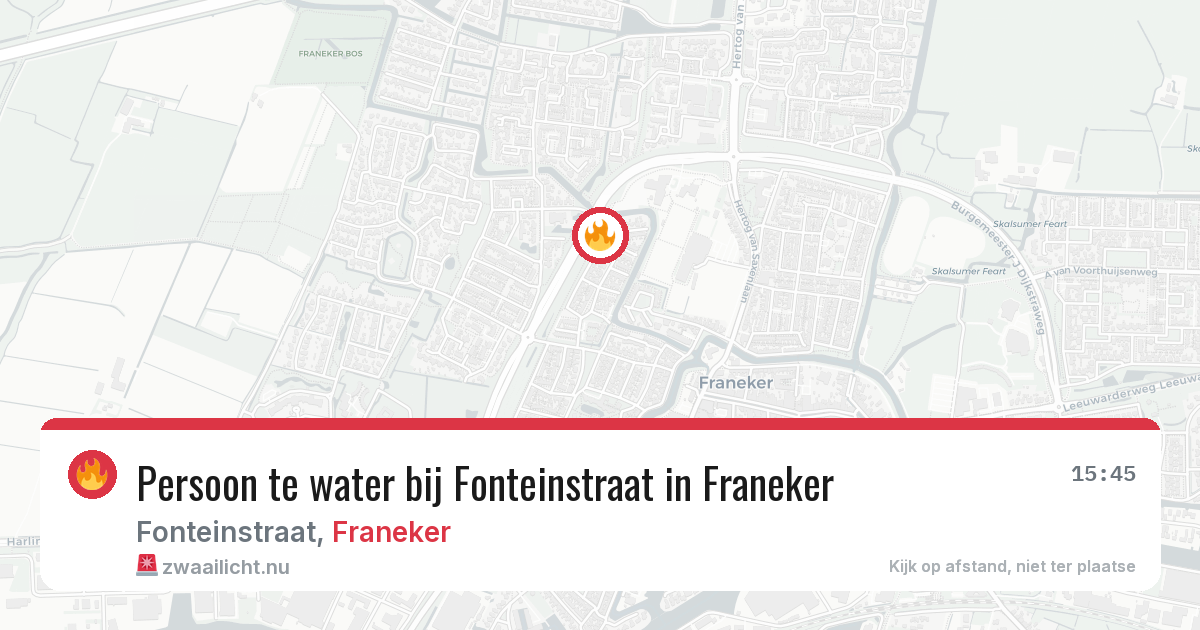 Persoon te water bij Fonteinstraat in Franeker — 24 mei 2026