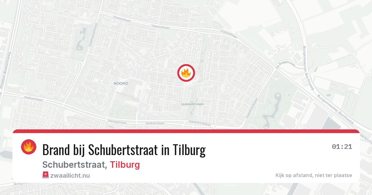 Brand bij Schubertstraat in Tilburg — 19 jul 2026