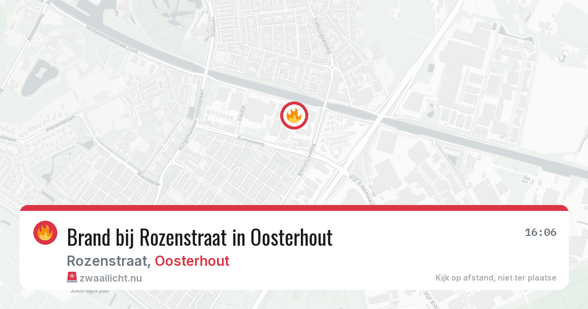 Brand bij Rozenstraat in Oosterhout — 20 jul 2026