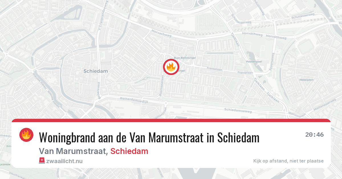 Woningbrand aan de Van Marumstraat in Schiedam — 27 mrt 2026