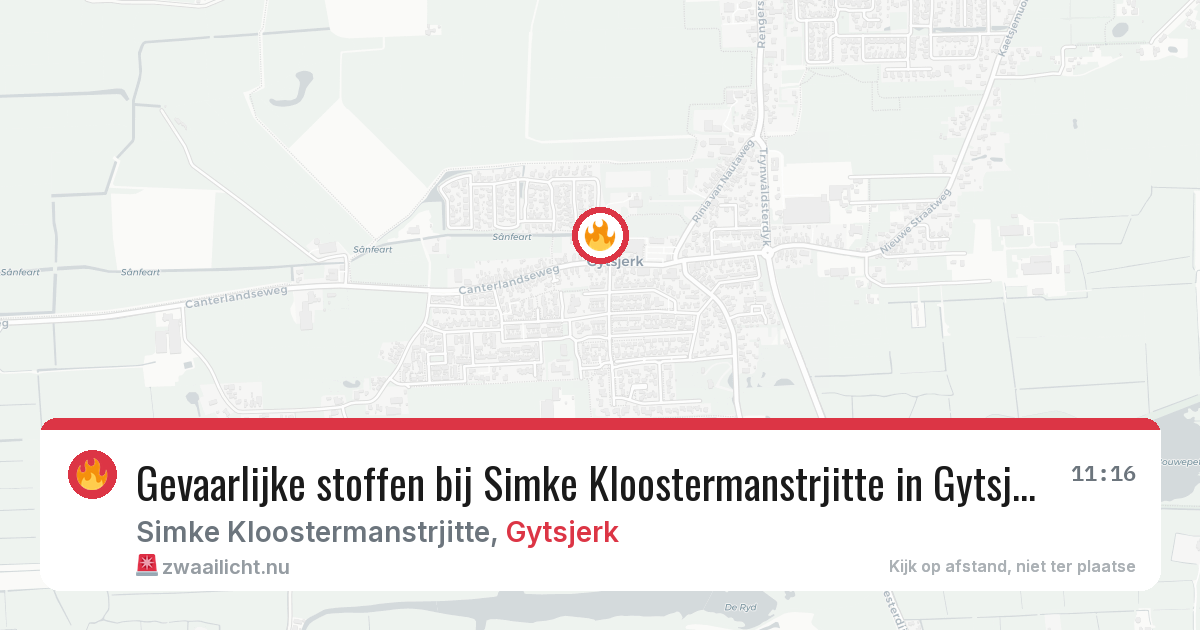 Gevaarlijke stoffen bij Simke Kloostermanstrjitte in Gytsjerk — 13 mei 2026