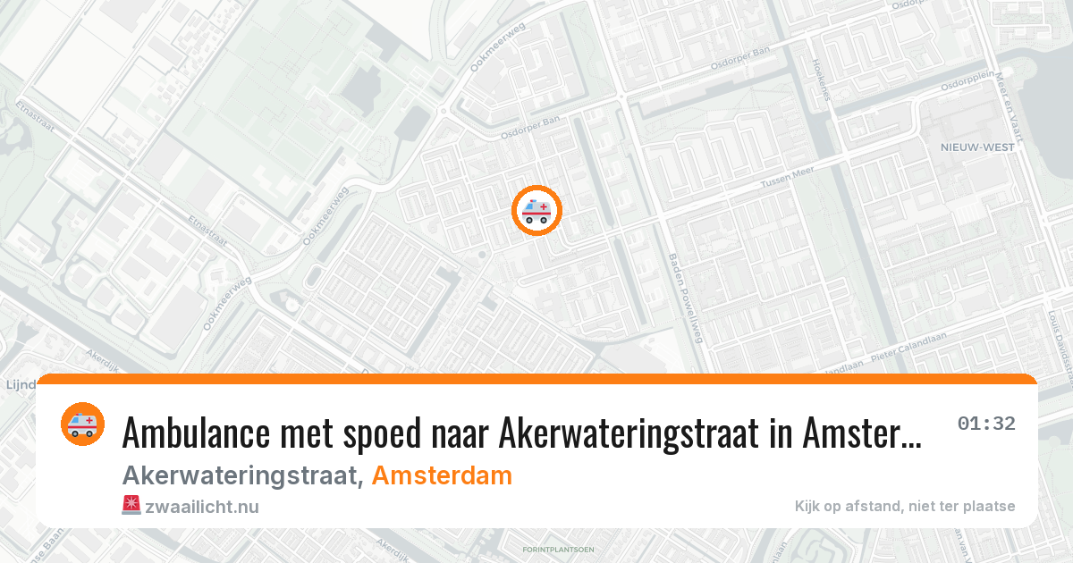 Ambulance met spoed naar Akerwateringstraat in Amsterdam — 13 jul 2026