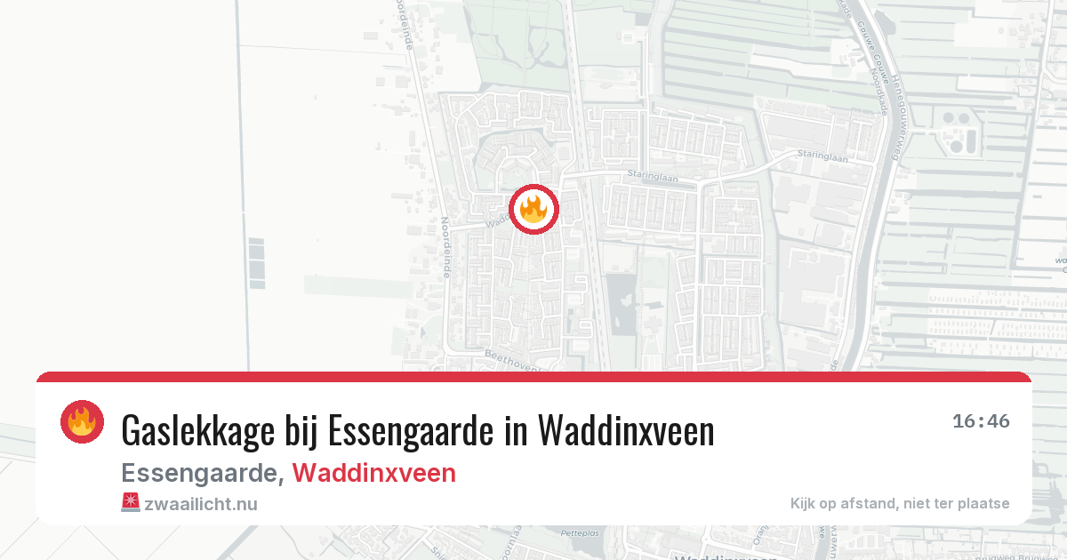 Gaslekkage bij Essengaarde in Waddinxveen — 16 mei 2026