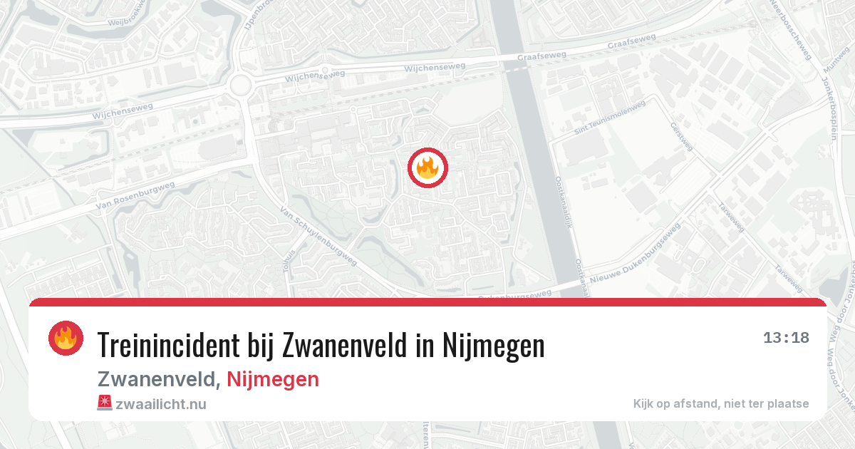 Treinincident bij Zwanenveld in Nijmegen — 16 jul 2026