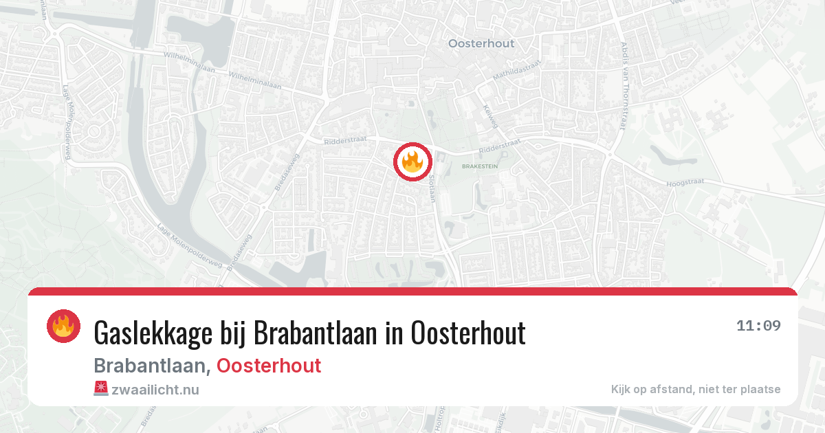 Gaslekkage bij Brabantlaan in Oosterhout — 6 jun 2026