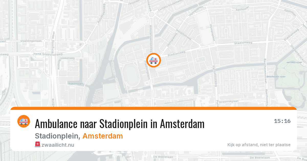 Ambulance naar Stadionplein in Amsterdam — 14 mrt 2026