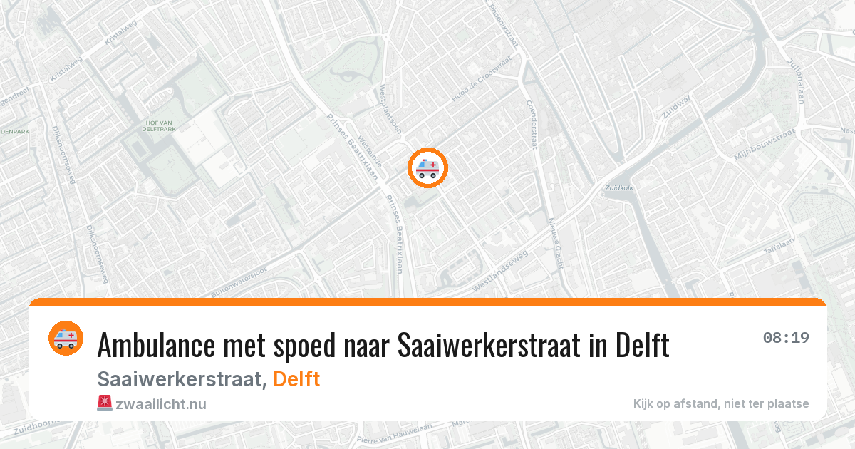 Ambulance met spoed naar Saaiwerkerstraat in Delft — 15 jul 2026