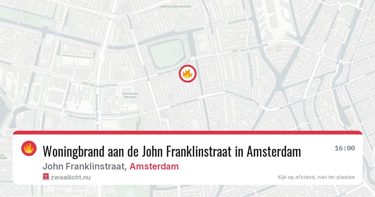Woningbrand aan de John Franklinstraat in Amsterdam — 15 jul 2026