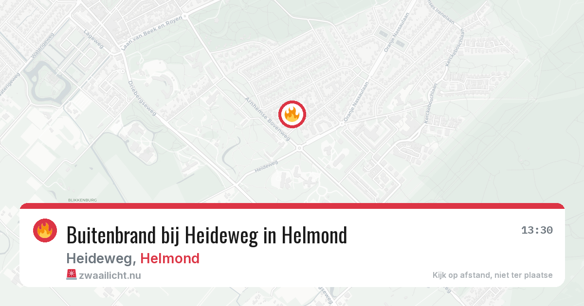 Buitenbrand bij Heideweg in Helmond — 13 jul 2026
