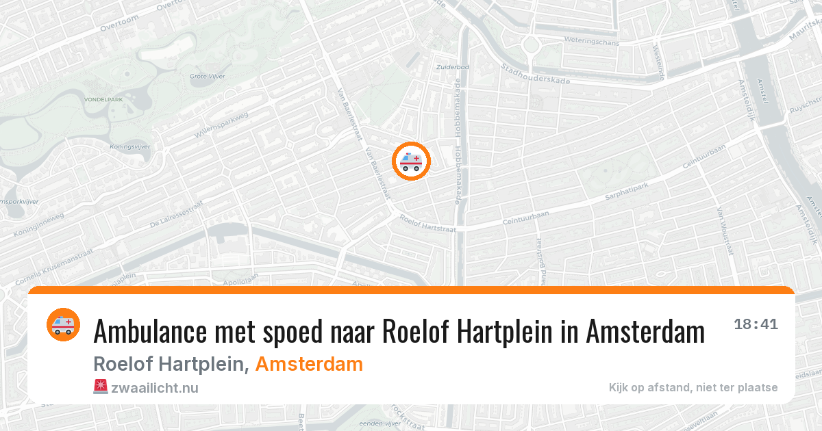 Ambulance met spoed naar Roelof Hartplein in Amsterdam — 8 jun 2026