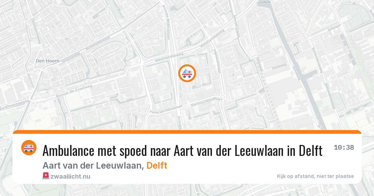Ambulance met spoed naar Aart van der Leeuwlaan in Delft — 17 mei 2026