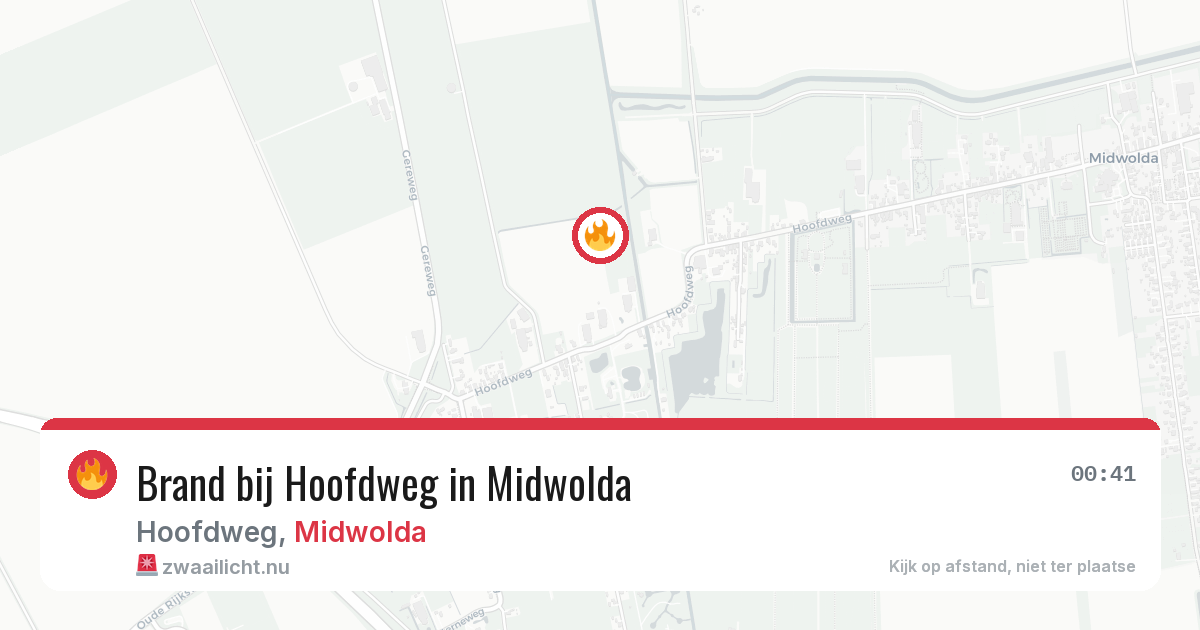 Brand bij Hoofdweg in Midwolda — 17 jul 2026