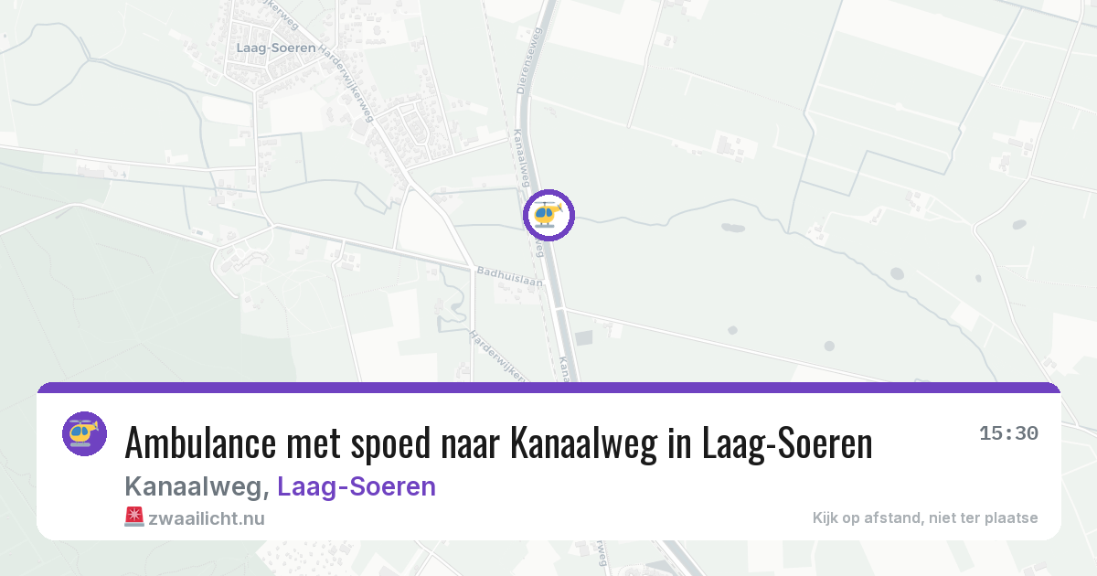 Ambulance met spoed naar Kanaalweg in Laag-Soeren — 16 jul 2026