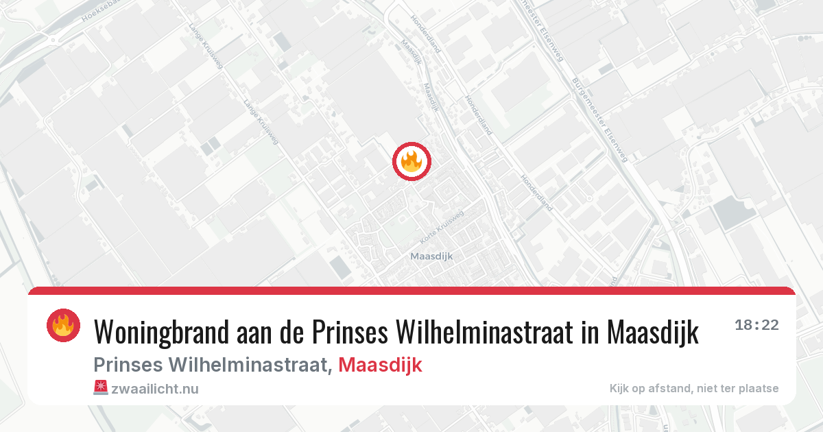 Woningbrand aan de Prinses Wilhelminastraat in Maasdijk — 30 apr 2026