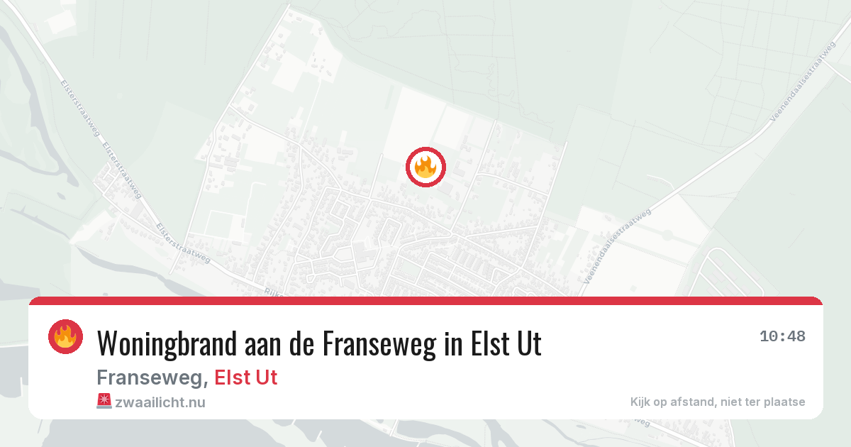 Woningbrand aan de Franseweg in Elst Ut — 18 mrt 2026