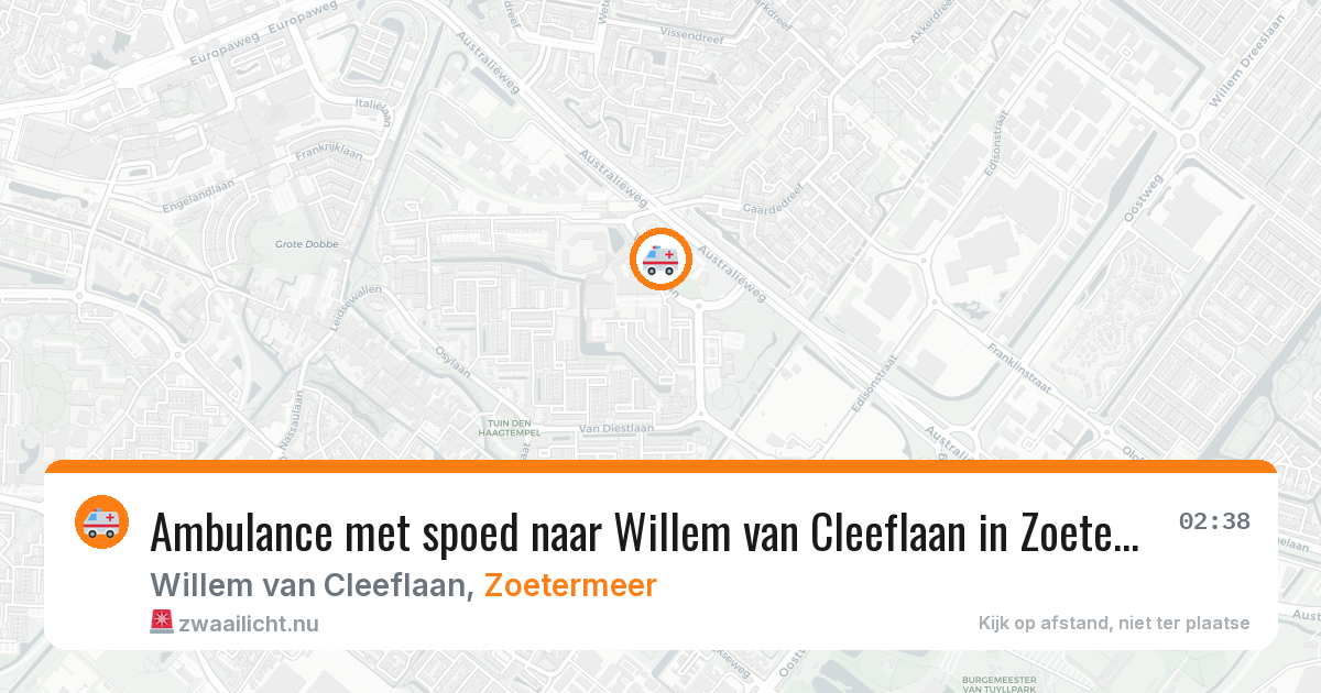 Ambulance met spoed naar Willem van Cleeflaan in Zoetermeer — 12 apr 2026