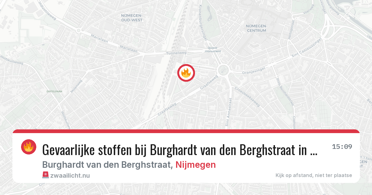 Gevaarlijke stoffen bij Burghardt van den Berghstraat in Nijmegen — 22 mrt 2026