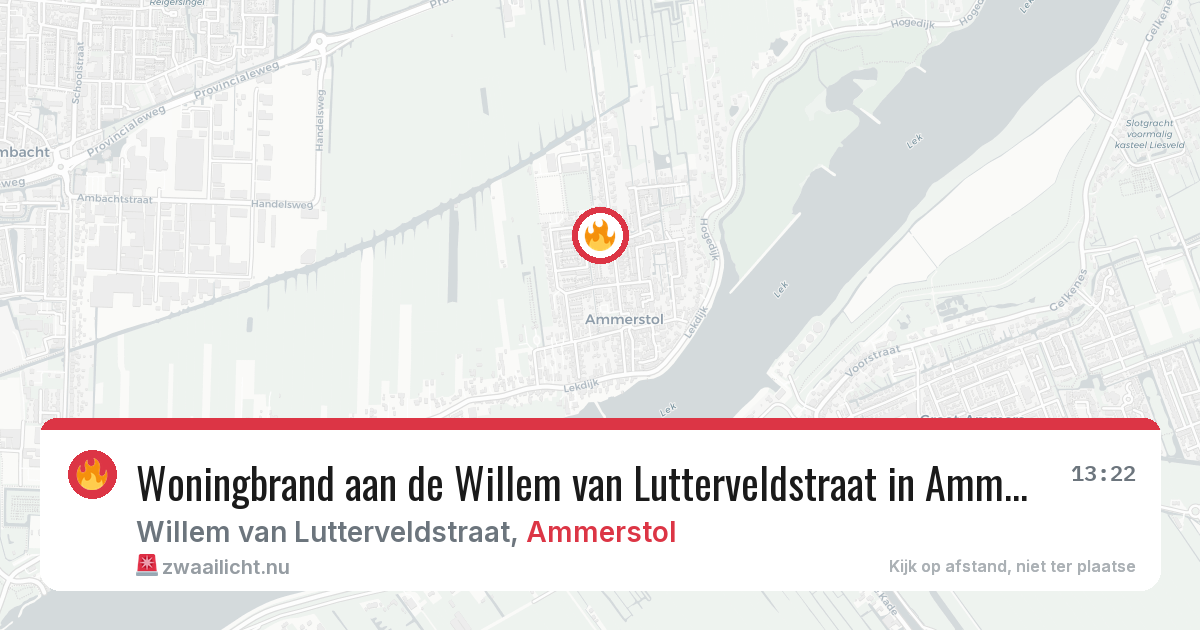 Woningbrand aan de Willem van Lutterveldstraat in Ammerstol — 16 feb 2026