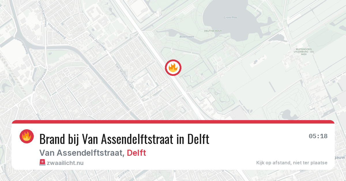 Brand bij Van Assendelftstraat in Delft — 22 mrt 2026