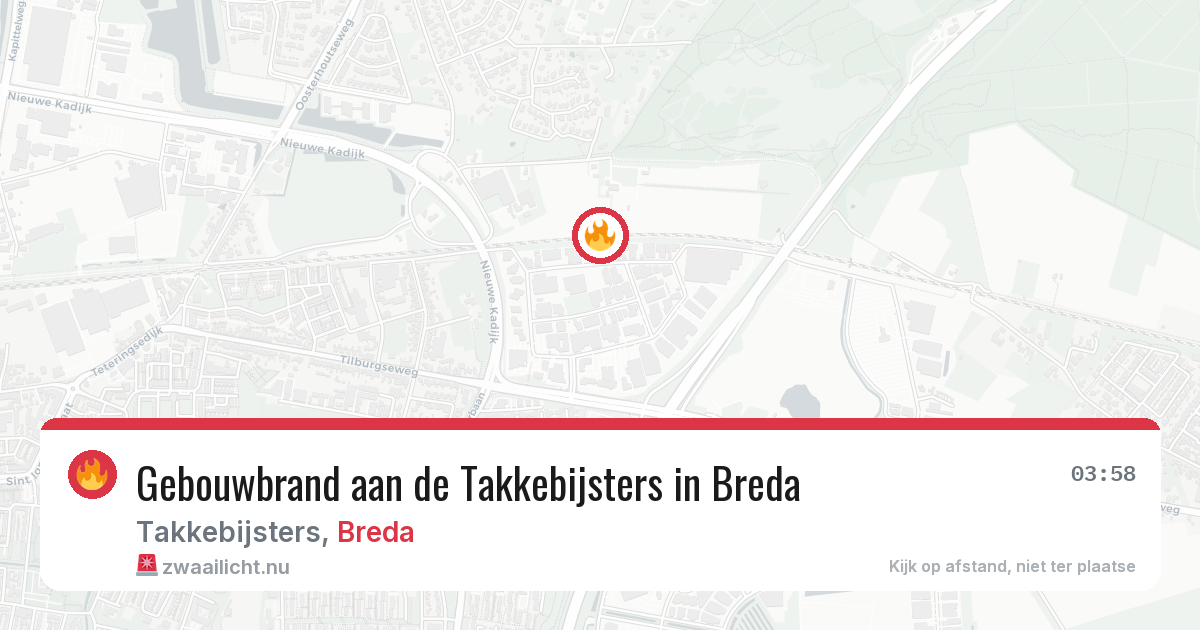Gebouwbrand aan de Takkebijsters in Breda — 9 jul 2026