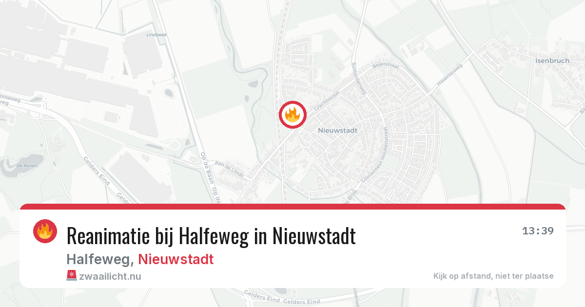 Reanimatie bij Halfeweg in Nieuwstadt — 16 mrt 2026